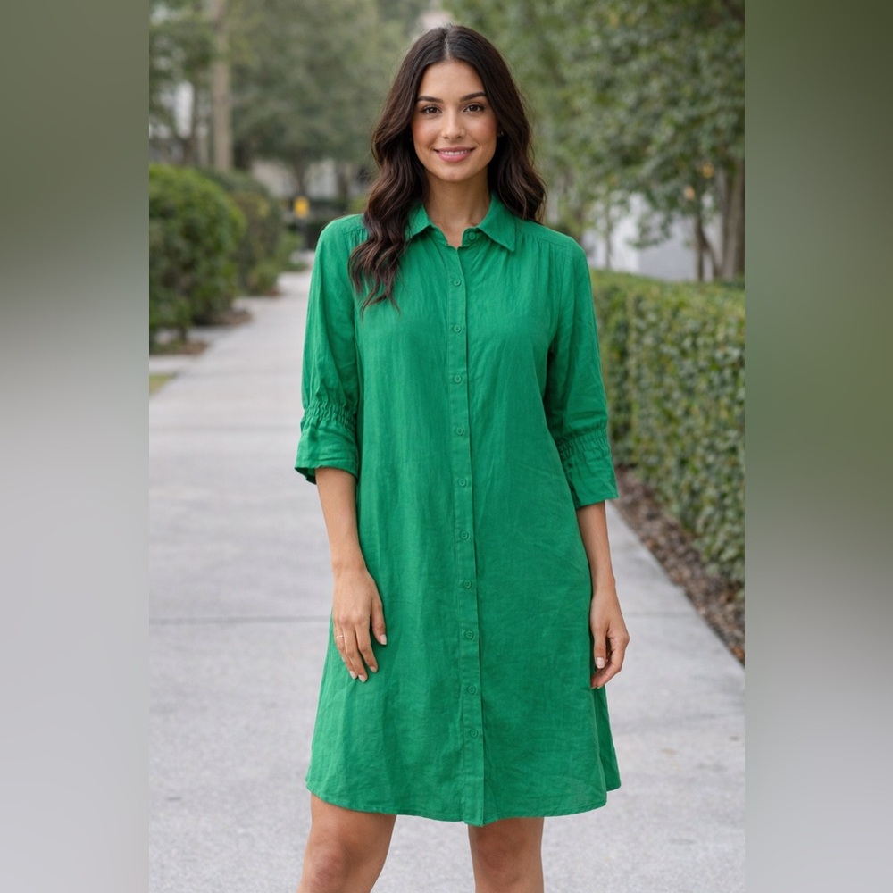 Boho chic Green Button-Front Dress